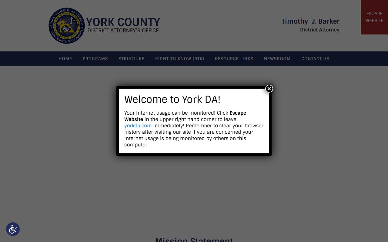 York County criminal court records District Attorney official site