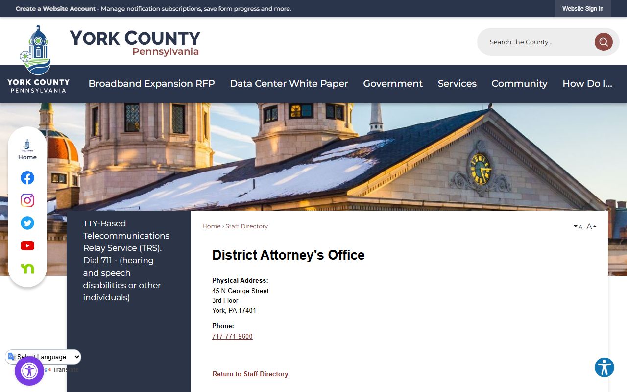 York County criminal court records District Attorney county directory