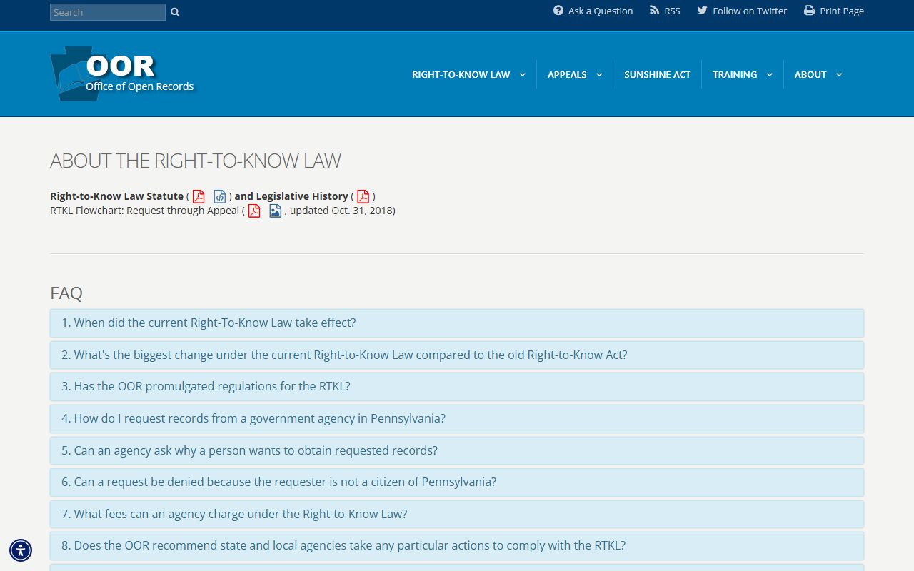 York County court records Pennsylvania Right-to-Know Law overview