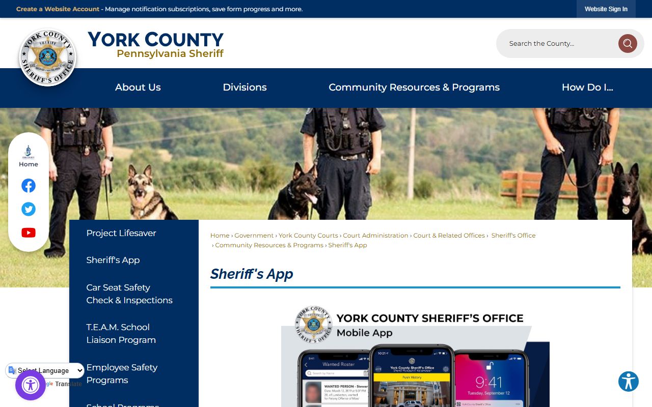 York County warrant records sheriff app features